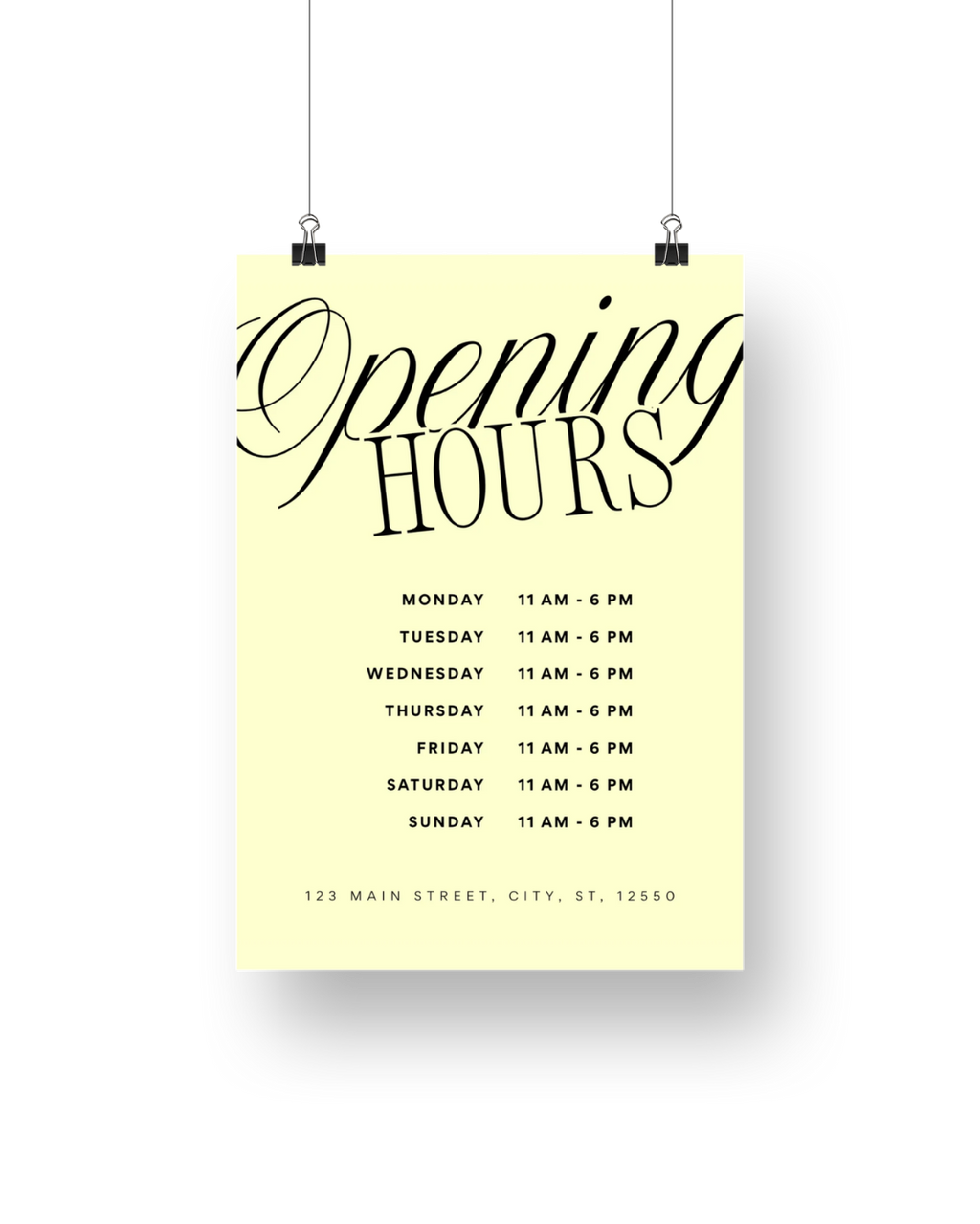Mitzi Opening Hours Signage