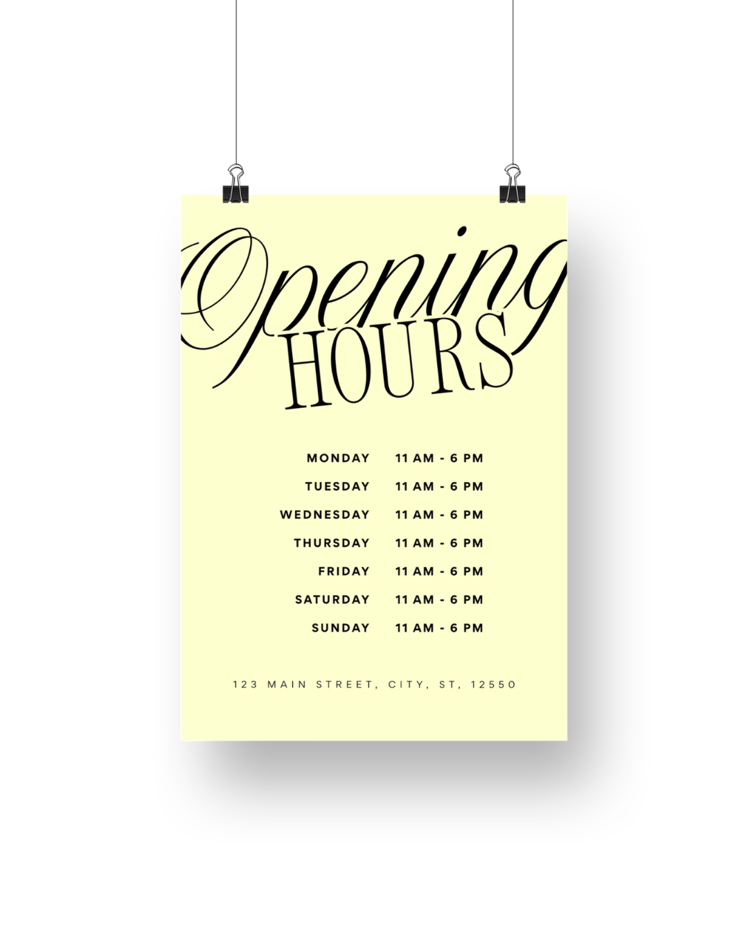 Mitzi Opening Hours Signage