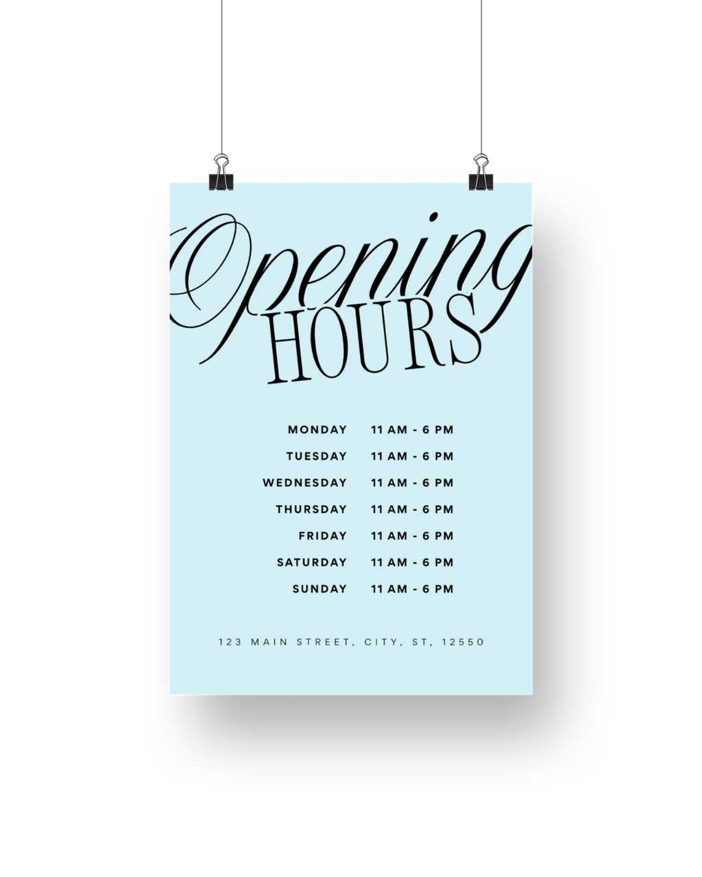 Mitzi Opening Hours Signage