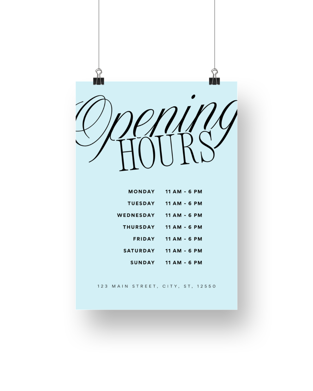 Mitzi Opening Hours Signage