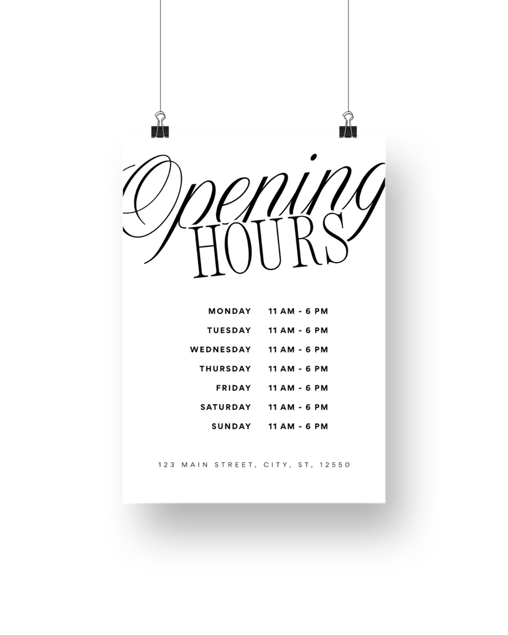 Mitzi Opening Hours Signage