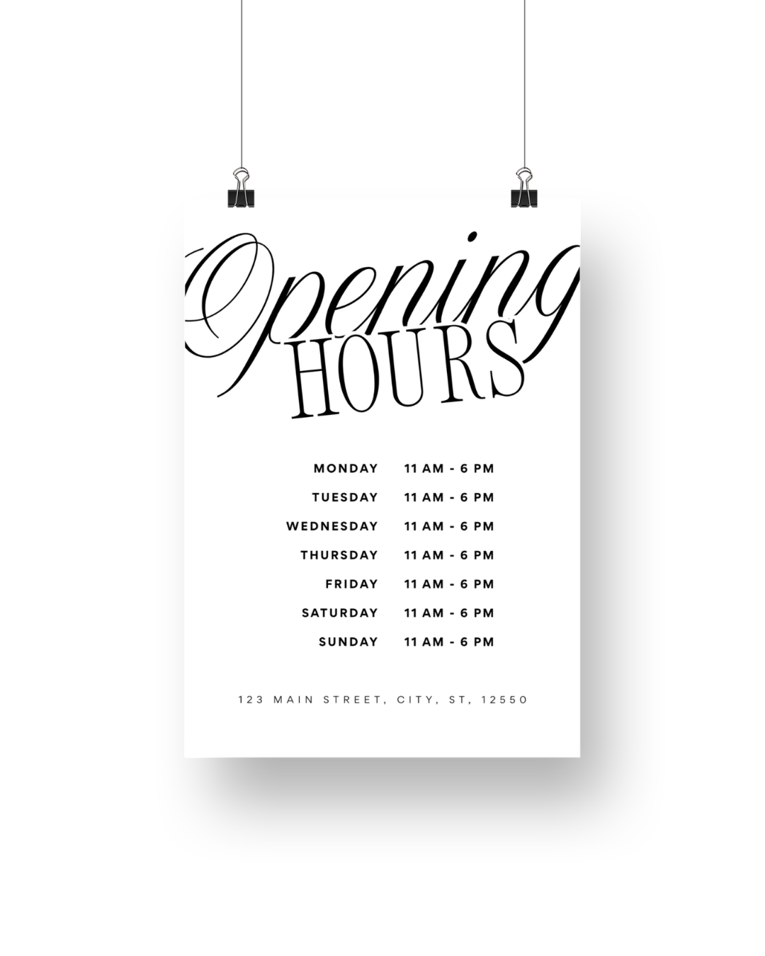 Mitzi Opening Hours Signage