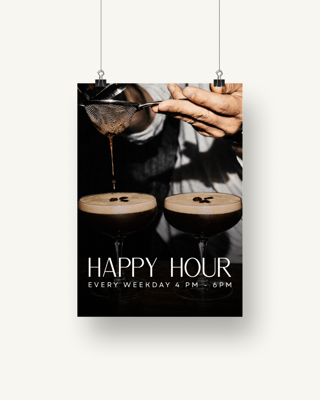 Ezra Happy Hour Cocktail Signage