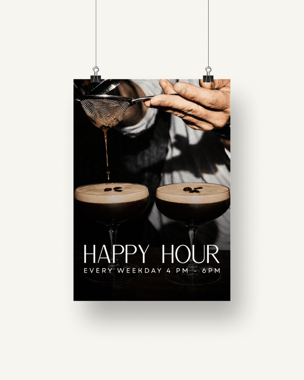 Ezra Happy Hour Cocktail Signage