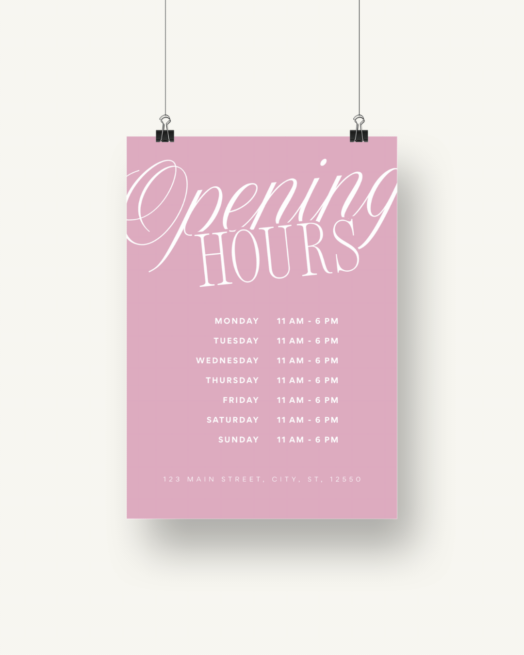 Mitzi Opening Hours Signage